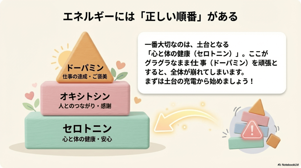 エネルギー(幸福物質)のピラミット構造の図解